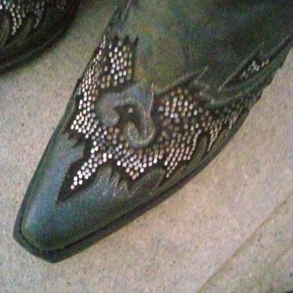 Corral Eagle Rhinestone and Stud Cut-Out leather Black/ Silver Cowgirl size 9.5 - Picture 6 of 14